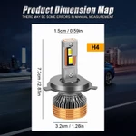 Roadsun 1 Cặp Đèn Pha Ô Tô Led H4 220W 4 Đồng Ống Hi-Lo Beam Bóng Đèn Pha 12 / 24V 29000LM 6000K Động Cơ Chip CSP Siêu Sáng Có Quạt Làm Mát Không Lỗi Cắm Và Chạy Chống Thấm Nước — ảnh 6