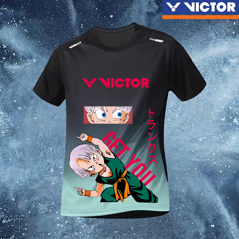 Áo thun Tennis Victor 2024 Quần áo cầu lông mới dành cho nam và nữ Áo tập luyện ngắn tay Áo thể thao Áo thun văn hóa in hình trẻ em
