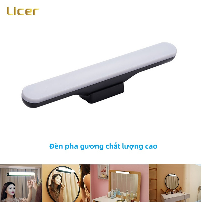 Licer LED Trang Điểm Gương Ánh Sáng 1800mAh USB Sạc Vô Cấp Làm Sáng Gương Đèn Pha Di Động Bảo Vệ Mắt Sáng Tạo Đèn Bàn Thông Minh | BigBuy360 - bigbuy360.vn