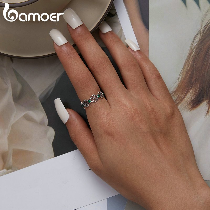 Nhẫn Bạc Bamoer 925 Nữ Size 6 Đến Size 9 Nhẫn Ngón Tay Trang Sức Thời Trang Quà Tặng Cho Nữ