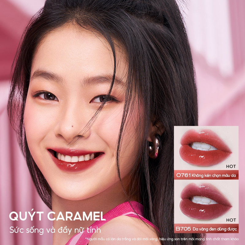 Ảnh COMBO - Colorkey Airy Series Mirror lip Gloss, Hoàn thiện bóng và chống chuyển, son môi 4