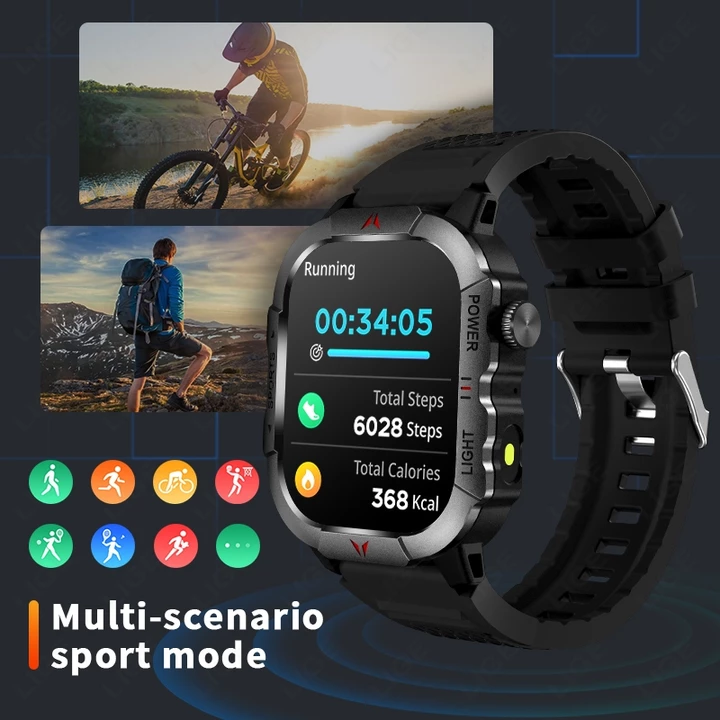 Đồng hồ thông minh LIGE Nam Chính hãng Bluetooth Gọi Đèn pin Nhịp tim Huyết áp Đồng hồ thông minh chống nước – 5
