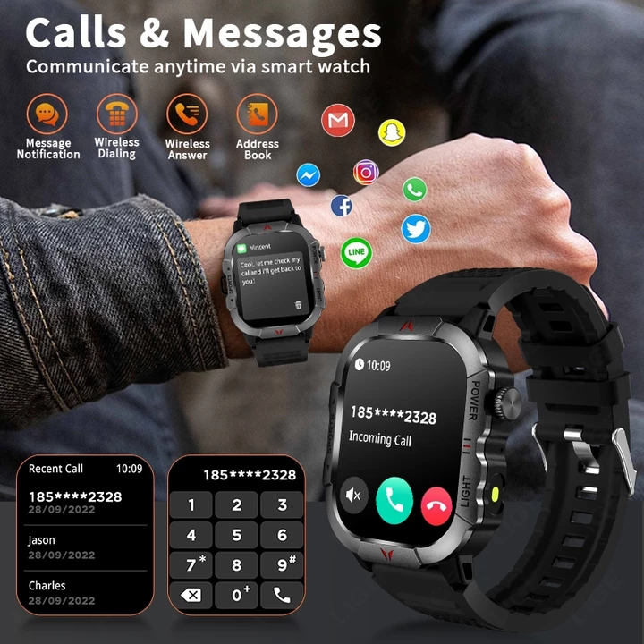 Đồng hồ thông minh LIGE Nam Chính hãng Bluetooth Gọi Đèn pin Nhịp tim Huyết áp Đồng hồ thông minh chống nước – 3