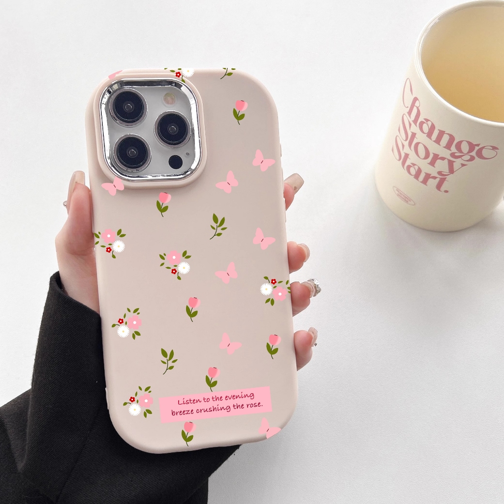 Ốp điện thoại mềm silicon hình bướm hoa hồng IPhone 15 Pro Max 14 6 6S 7 8 Plus 13 12 11 Pro X XR XS Max 7G 8G Vỏ bảo vệ chống sốc Camera Vỏ phụ kiện điện thoại thông minh