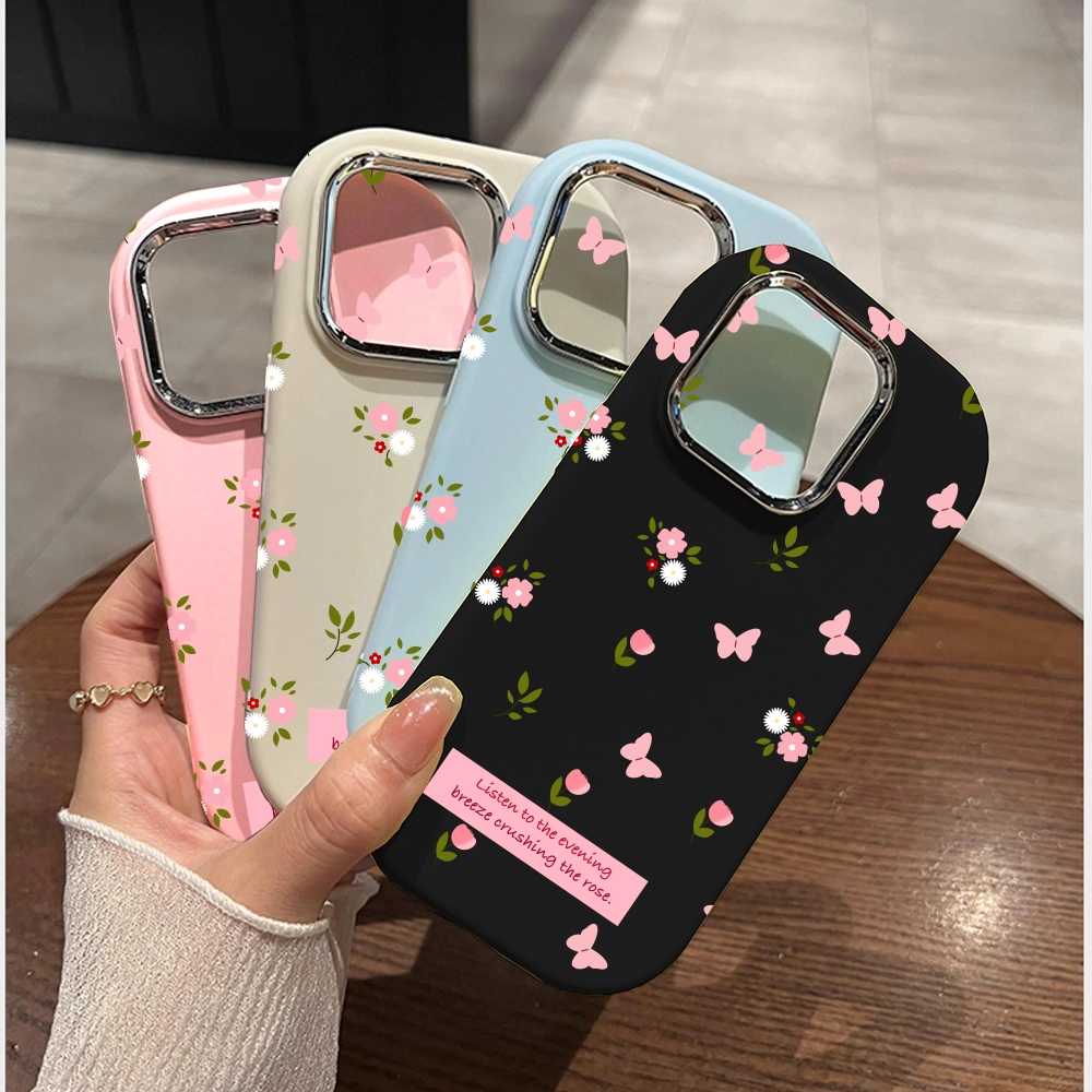 Ốp điện thoại mềm silicon hình bướm hoa hồng IPhone 15 Pro Max 14 6 6S 7 8 Plus 13 12 11 Pro X XR XS Max 7G 8G Vỏ bảo vệ chống sốc Camera Vỏ phụ kiện điện thoại thông minh