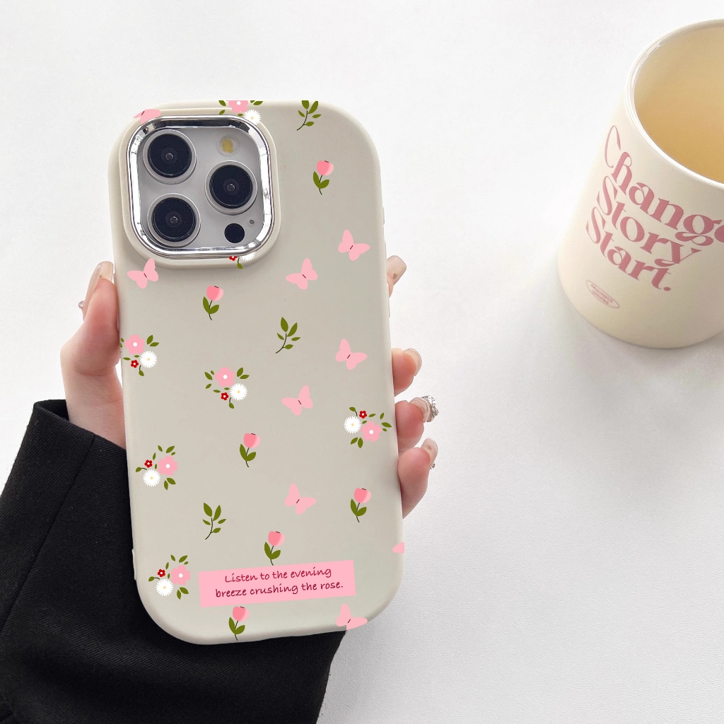 Ốp điện thoại mềm silicon hình bướm hoa hồng IPhone 15 Pro Max 14 6 6S 7 8 Plus 13 12 11 Pro X XR XS Max 7G 8G Vỏ bảo vệ chống sốc Camera Vỏ phụ kiện điện thoại thông minh