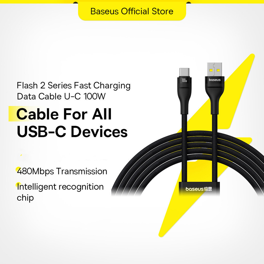 Baseus Flash Series2 100w Cáp dữ liệu USB sang Type-C sạc nhanh hoàn toàn tương thích