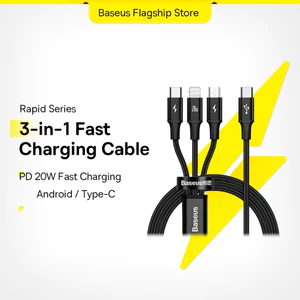 Cáp dữ liệu sạc nhanh Baseus 3 trong 1 USB Type C 20W PD Type-C sang C + L + C