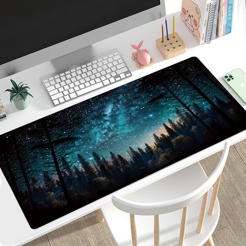 Chơi Game MousePad Bầu Trời Đầy Sao Ban Đêm Phong Cảnh Chuột Miếng Lót Cao Su Lớn Đế Chuột Thảm Bàn Phím Miếng Lót Chuột Làm Việc Trò Chơi Văn Phòng Bàn Thảm