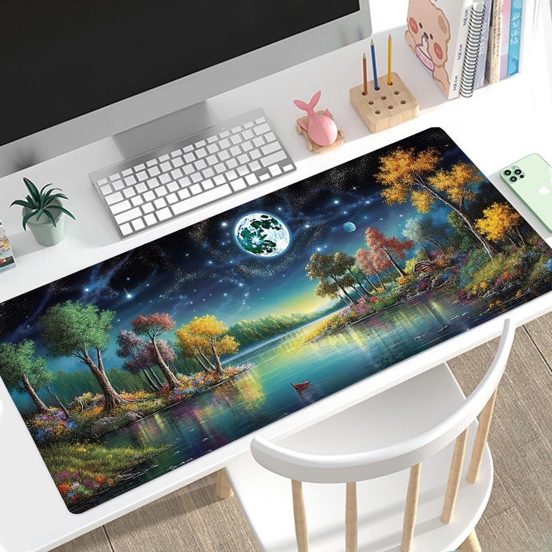 Chơi Game MousePad Bầu Trời Đầy Sao Ban Đêm Phong Cảnh Chuột Miếng Lót Cao Su Lớn Đế Chuột Thảm Bàn Phím Miếng Lót Chuột Làm Việc Trò Chơi Văn Phòng Bàn Thảm
