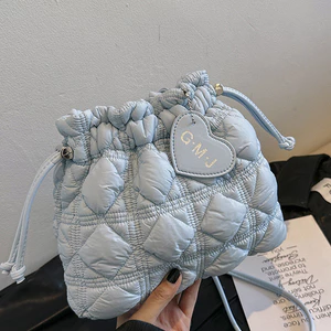 Xếp Ly Nhẹ Túi Bánh Bao Nylon Mây Dây Rút Dây Rút Dây Rút Đeo Vai Túi Hình Thoi Đơn Giản