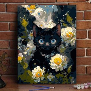 MOZI✨40 * 50cm / 30 * 40cm mèo con tranh tô màu theo số bộ tô màu theo số tranh sơn dầu số hoá tranh số hóa Số Mèo Tranh Sơn Dầu Tự Làm Tô Màu Tranh Sơn Dầu Tranh Handmade Tranh Hoạt Hình Tranh Trang Trí