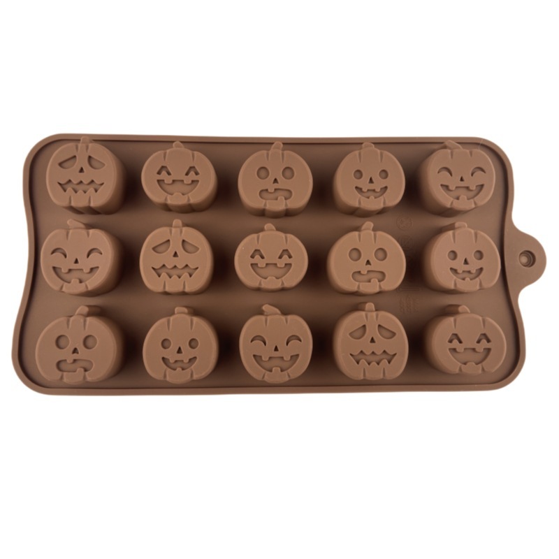 15 Khoang Halloween Bí Ngô Khuôn Silicon Khuôn Socola Trang Trí Bánh Khuôn Đá Khay Handmade Xà Phòng Nến Khuôn DIY Khuôn Nướng Bánh