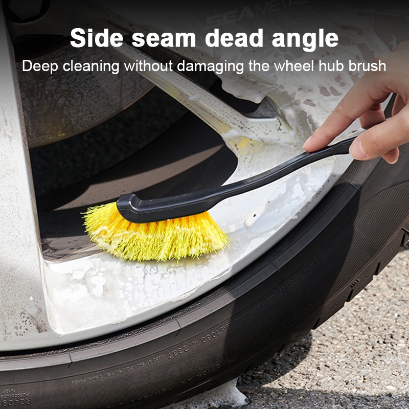 Seametal Bàn Chải Bánh Xe Ô Tô Tay Cầm Dài Vành Lốp Bánh Xe Hub Bàn Chải Làm Sạch Chi Tiết Làm Sạch Tự Động Dụng Cụ Giặt Phụ Kiện