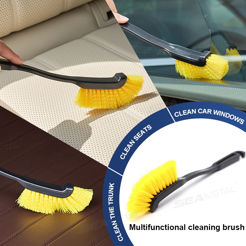 Seametal Bàn Chải Bánh Xe Ô Tô Tay Cầm Dài Vành Lốp Bánh Xe Hub Bàn Chải Làm Sạch Chi Tiết Làm Sạch Tự Động Dụng Cụ Giặt Phụ Kiện