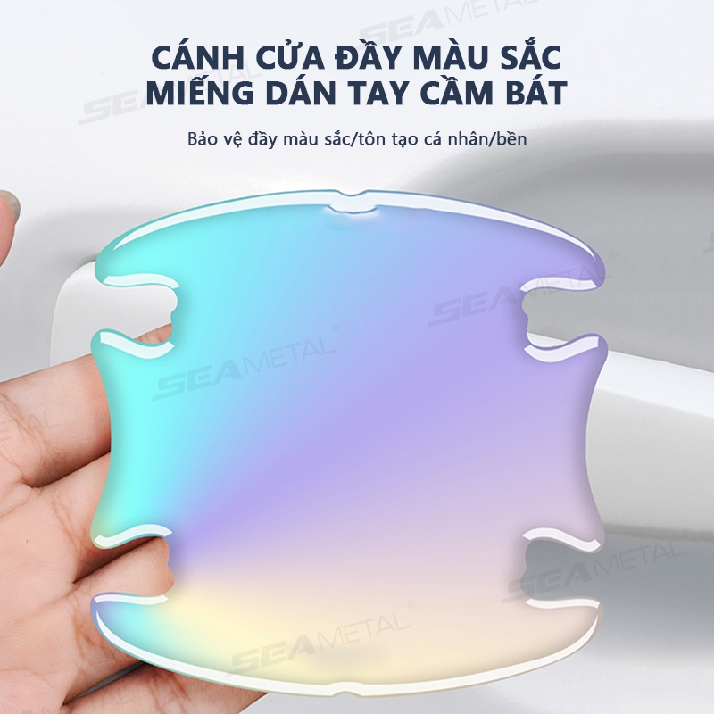 Dải dán tay nắm cửa xe hơi SEAMETAL miếng dán tay nắm cửa ô tô Dạ Quang Nhiều Màu Sắc Bát Cửa Ô Tô Miếng Dán Chống Trầy Xước Phim Bảo Vệ
