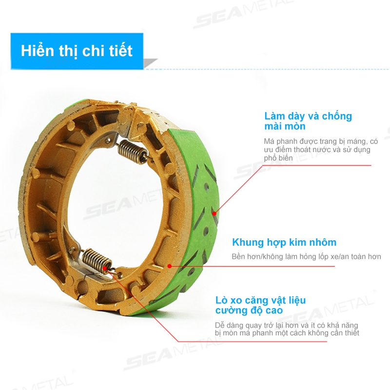 SEAMETAL Xe Máy Má Phanh Giày Bàn Đạp Trống Phanh Giày Khối 110 Má Phanh CG125 Xe Máy Ba Bánh 130 GS125