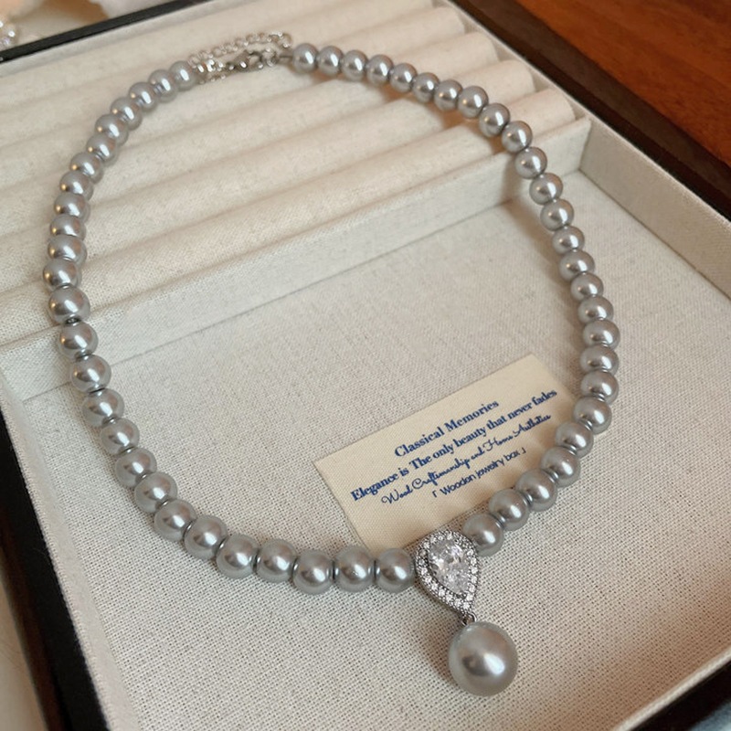 Vòng cổ ngọc trai zircon giọt nước phong cách triều đình cổ điển Pháp, phù hợp nhiều trang phục
