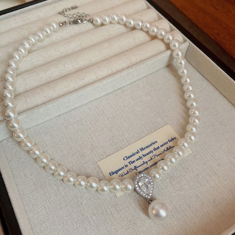 Vòng cổ ngọc trai zircon giọt nước phong cách triều đình cổ điển Pháp, phù hợp nhiều trang phục