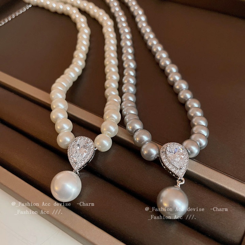 Vòng cổ ngọc trai zircon giọt nước phong cách triều đình cổ điển Pháp, phù hợp nhiều trang phục