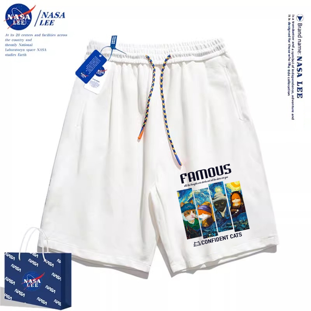 Thương hiệu Nasa Đồng thương hiệu 2024 Quần short dáng rộng Unisex phong cách mới, sử dụng chất liệu Cotton Co giãn dày, thích hợp cho quần short hợp thời trang mùa hè, chống mài mòn, dễ dàng kết hợp, thoáng khí thoải mái, tận hưởng thời gian mát mẻ!
