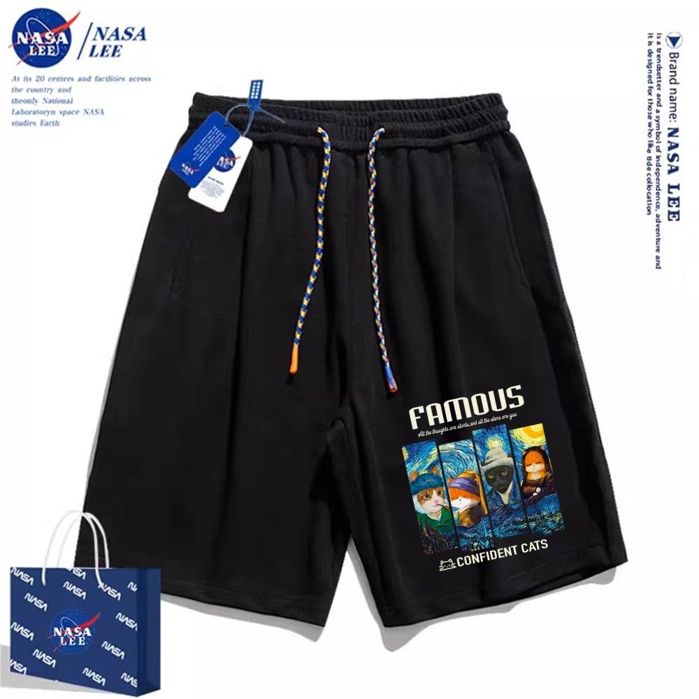 Thương hiệu Nasa Đồng thương hiệu 2024 Quần short dáng rộng Unisex phong cách mới, sử dụng chất liệu Cotton Co giãn dày, thích hợp cho quần short hợp thời trang mùa hè, chống mài mòn, dễ dàng kết hợp, thoáng khí thoải mái, tận hưởng thời gian mát mẻ!