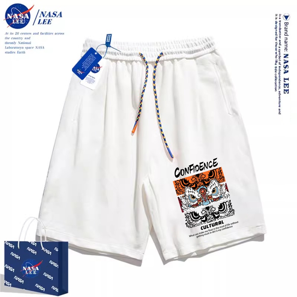 Thương hiệu Nasa Đồng thương hiệu 2024 Quần short dáng rộng Unisex phong cách mới, sử dụng chất liệu Cotton Co giãn dày, thích hợp cho quần short hợp thời trang mùa hè, chống mài mòn, dễ dàng kết hợp, thoáng khí thoải mái, tận hưởng thời gian mát mẻ!