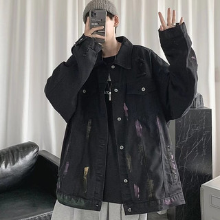 Áo khoác denim nam Gksss Nhật Bản phong cách Harajuku dáng rộng thiết kế graffiti giản dị áo khoác