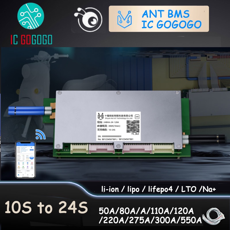10s đến 24S ANT BMS 50A 80A 100A 130A 300A 220A 575A Lithium ion thông ...