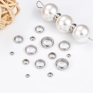 Thép không gỉ Hạt tròn tự làm trang sức, phụ kiện vòng cổ/vòng tay, đính hạt rời, thiết kế đơn giản