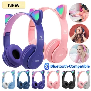 Tai Nghe Mèo Bluetooth P47M Chụp Tai, Tai Mèo Dễ Thương Có Mic, Âm Bass Mạnh Mẽ Nghe Nhạc Hay