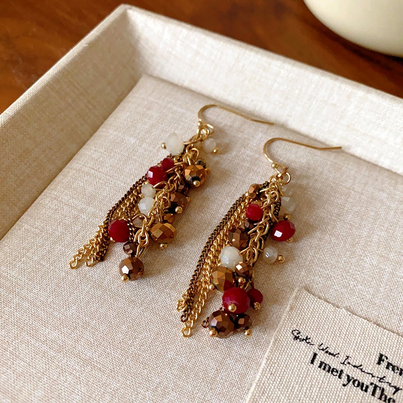 Dân tộc gió tròn giọt nước rỗng móc tai retro cao cấp cảm giác tua rua bông tai Thời trang ánh sáng sang trọng xu hướng bông tai bán buôn