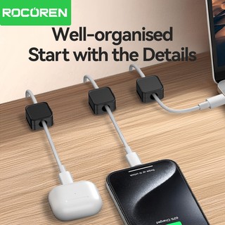 Rocoren 6 Chiếc Vuông Từ Cáp Kẹp Để Bàn Quản Lý Cáp Dính Dây Giữ Dây Giữ Người Tổ Chức Cho Văn Phòng Tại Nhà