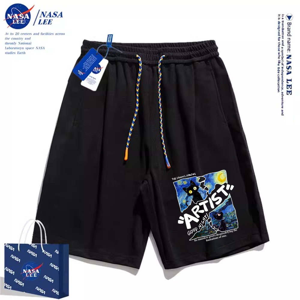 Thương hiệu Nasa Đồng thương hiệu 2024 Quần short dáng rộng Unisex phong cách mới, sử dụng chất liệu Cotton Co giãn dày, thích hợp cho quần short hợp thời trang mùa hè, chống mài mòn, dễ dàng kết hợp, thoáng khí thoải mái, tận hưởng thời gian mát mẻ!