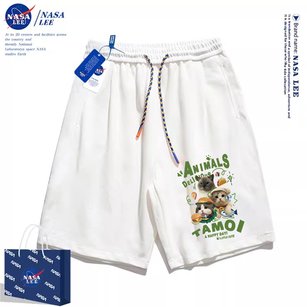 Thương hiệu Nasa Đồng thương hiệu 2024 Quần short dáng rộng Unisex phong cách mới, sử dụng chất liệu Cotton Co giãn dày, thích hợp cho quần short hợp thời trang mùa hè, chống mài mòn, dễ dàng kết hợp, thoáng khí thoải mái, tận hưởng thời gian mát mẻ!
