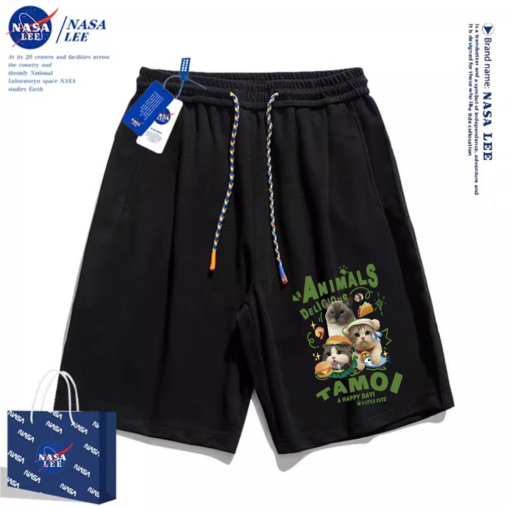 Thương hiệu Nasa Đồng thương hiệu 2024 Quần short dáng rộng Unisex phong cách mới, sử dụng chất liệu Cotton Co giãn dày, thích hợp cho quần short hợp thời trang mùa hè, chống mài mòn, dễ dàng kết hợp, thoáng khí thoải mái, tận hưởng thời gian mát mẻ!