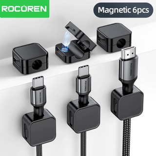 Rocoren 6 Chiếc Vuông Từ Cáp Kẹp Để Bàn Quản Lý Cáp Dính Dây Giữ Dây Giữ Người Tổ Chức Cho Văn Phòng Tại Nhà