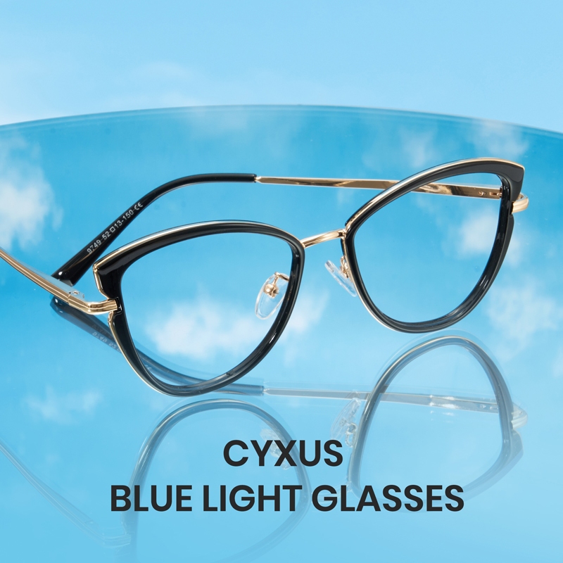 Cyxus Kính Chống Ánh Sáng Xanh Gọng Kim Loại Mắt Mèo Chống Mỏi Mắt Bảo Vệ Mắt Khi Dùng Máy Tính Và Gaming 8171