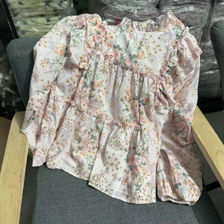 Phong Cách Hàn Quốc Nữ Nữ Rời Cổ Tròn Ruffle Xếp Ly Thêu Hoa Dài Tay Áo Sơ Mi Áo Baju Baju Wanita Lengan Panjang Kemeja