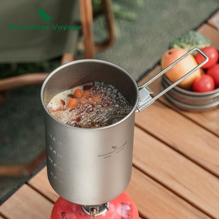 Bình Đựng Nước 900ml Bằng Titan Có Tay Cầm Có Thể Gập Lại Tiện Dụng Mang Theo Du Lịch Cắm Trại