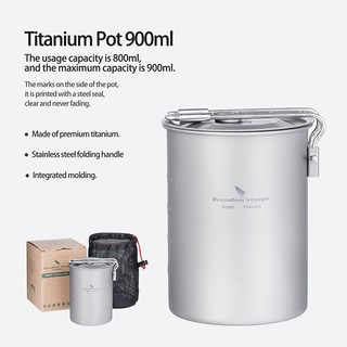 Bình Đựng Nước 900ml Bằng Titan Có Tay Cầm Có Thể Gập Lại Tiện Dụng Mang Theo Du Lịch Cắm Trại