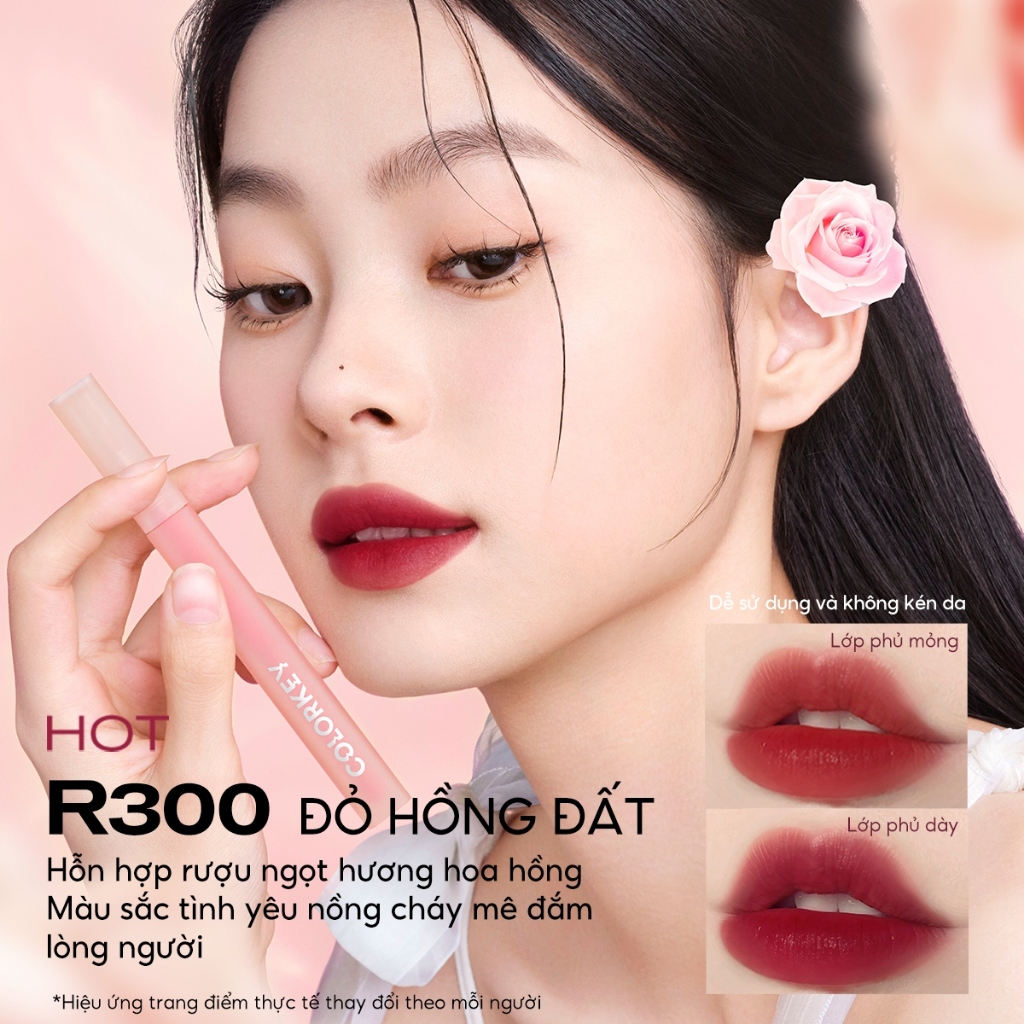 Ảnh COMBO -Son COLORKEY Watery Matte Lip Tint, Son môi dạng lỏng trang điểm môi chống thấm và mờ 4