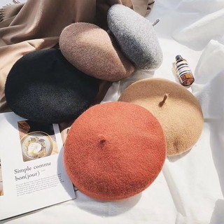 Mũ nồi mùa thu đông phong cách Nhật Bản dành cho nữ Mũ len màu trơn