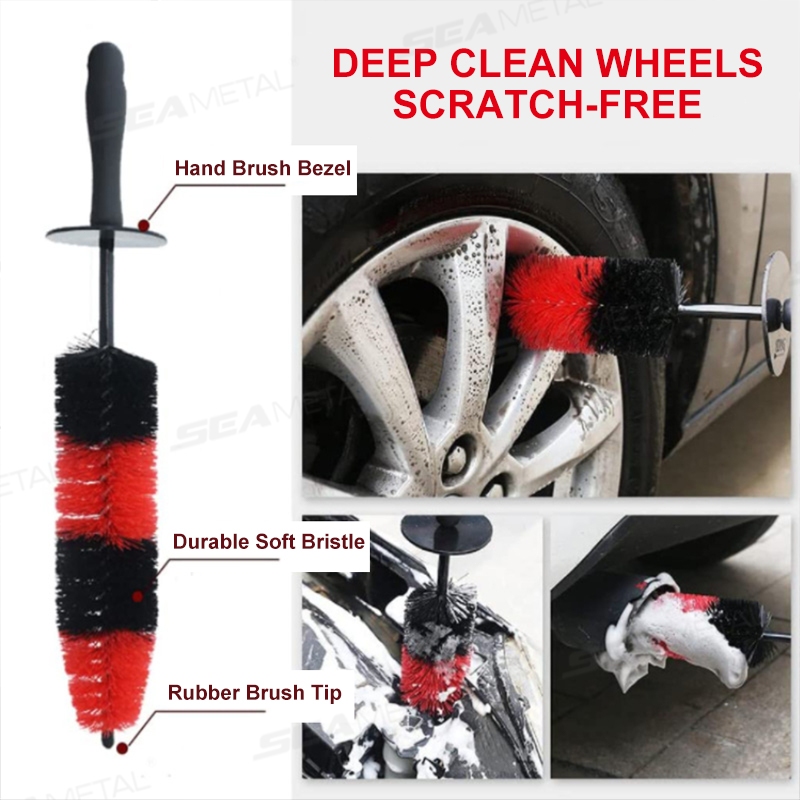 cọ vệ sinh viền bánh xe hơi SEAMETAL Rửa Bàn Chải Vệ Sinh 360 Độ Có Thể Uốn Cong Chà Bụi Bụi Làm Sạch Lốp Xe Chi Tiết Bàn Chải Treo Dụng Cụ Vệ Sinh Xe Hơi