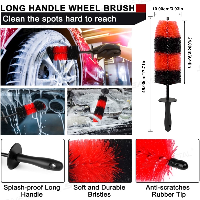 cọ vệ sinh viền bánh xe hơi SEAMETAL Rửa Bàn Chải Vệ Sinh 360 Độ Có Thể Uốn Cong Chà Bụi Bụi Làm Sạch Lốp Xe Chi Tiết Bàn Chải Treo Dụng Cụ Vệ Sinh Xe Hơi