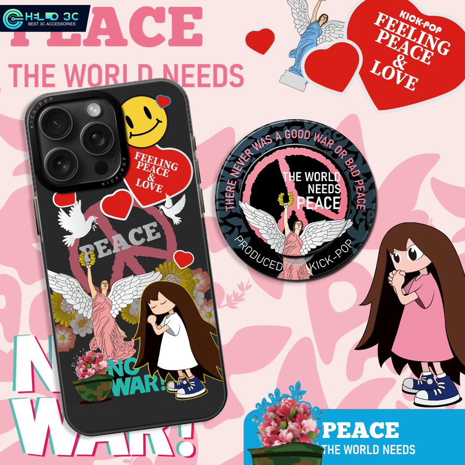 Kick-pop Peace & Love Giá đỡ nhẫn từ tính cho iphone 15 / 14 có giá đỡ ...