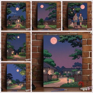 MOZI✨40 * 50cm/30 * 40cm khung cảnh tuổi thơ tranh tô màu theo số tranh số hóa tranh sơn dầu số hoá bộ tô màu theo số sơn acrylic  Sơn kỹ thuật số Tranh tô số hoá tranh số hoá Tranh sơn dầu kỹ thuật số