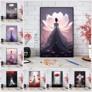 MOZI✨40 * 50cm / 30 * 40cm người phụ nữ hoa hồng tranh tô màu theo số tranh số hóa tranh sơn dầu số hoá bộ tô màu theo số sơn acrylic  Hoa Hồng Người Phụ Nữ Tự Làm Tranh Sơn Dầu Kỹ Thuật Số Tranh Vẽ Tay Acrylic Tranh Trang Trí