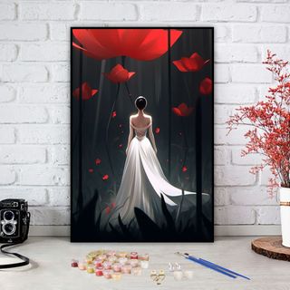 MOZI✨40 * 50cm / 30 * 40cm người phụ nữ hoa hồng tranh tô màu theo số tranh số hóa tranh sơn dầu số hoá bộ tô màu theo số sơn acrylic  Hoa Hồng Người Phụ Nữ Tự Làm Tranh Sơn Dầu Kỹ Thuật Số Tranh Vẽ Tay Acrylic Tranh Trang Trí