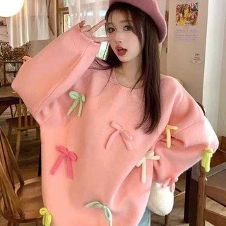 Nữ Cổ Tròn Dài Tay Đan Top Áo Len Áo Sơ Mi Rời Áo